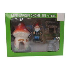 True Living Outdoors 4-Piece Mini Garden Gnome Set Statues Garden Decor Ornament